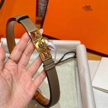 Hermes Womens Rivale Belt 1.8cm with Two Medor Studs and Ring Buckle Elephant Grey/Gold 2025 (99-250725028)