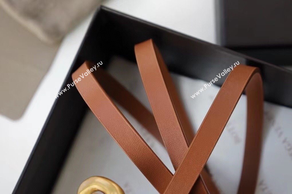Bottega Veneta Calfskin Leather Belt 1cm with Knot Buckle Tan Brown 2025 0725 (99-250725070)