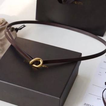 Bottega Veneta Calfskin Leather Belt 1cm with Knot Buckle Fondant Brown 2025 0725 (99-250725072)
