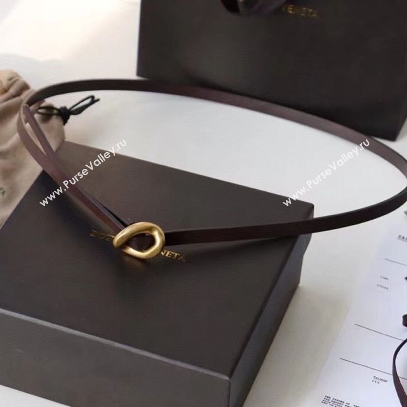 Bottega Veneta Calfskin Leather Belt 1cm with Knot Buckle Fondant Brown 2025 0725 (99-250725072)
