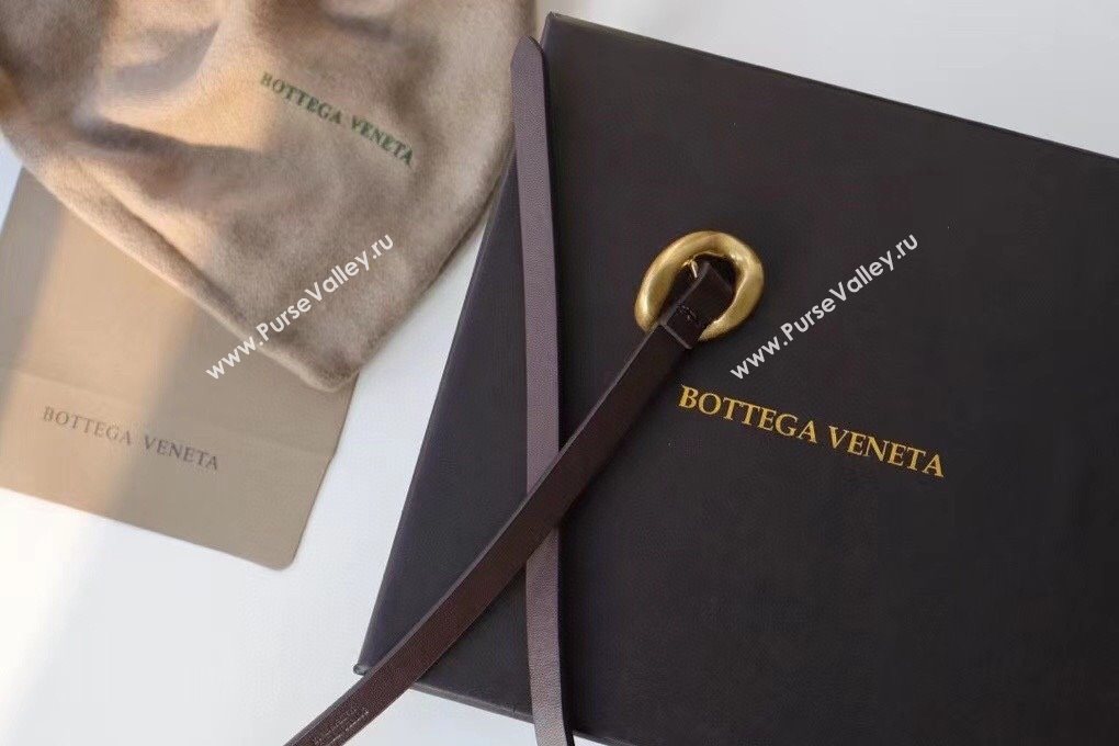 Bottega Veneta Calfskin Leather Belt 1cm with Knot Buckle Fondant Brown 2025 0725 (99-250725072)