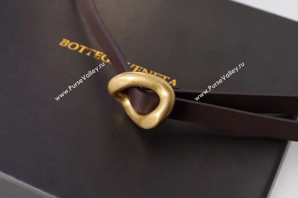 Bottega Veneta Calfskin Leather Belt 1cm with Knot Buckle Fondant Brown 2025 0725 (99-250725072)