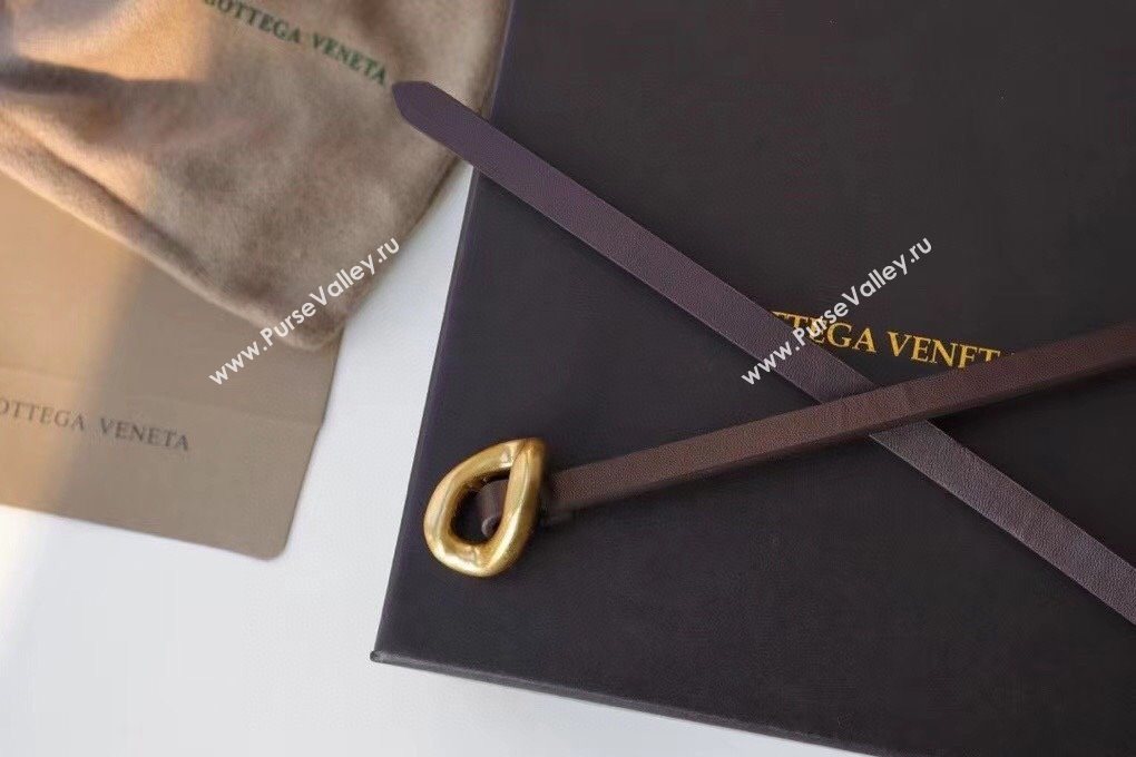 Bottega Veneta Calfskin Leather Belt 1cm with Knot Buckle Fondant Brown 2025 0725 (99-250725072)