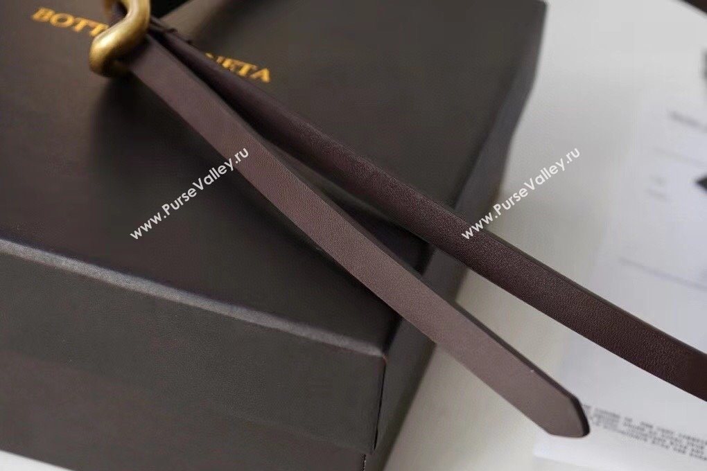 Bottega Veneta Calfskin Leather Belt 1cm with Knot Buckle Fondant Brown 2025 0725 (99-250725072)