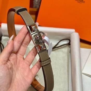 Hermes Womens Rivale Belt 1.8cm with Two Medor Studs and Ring Buckle Elephant Grey/Silver 2025 (99-250725029)