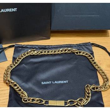 Saint Laurent Wide Gold-Tone Chain Belt Aged Gold 2025 0724 (99-250724155)