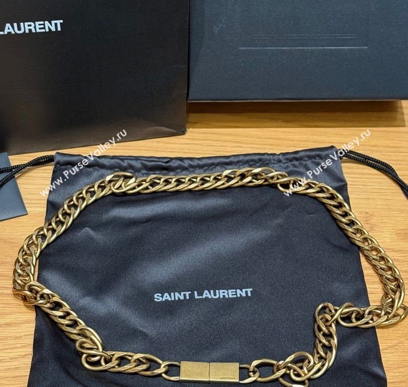 Saint Laurent Wide Gold-Tone Chain Belt Aged Gold 2025 0724 (99-250724155)