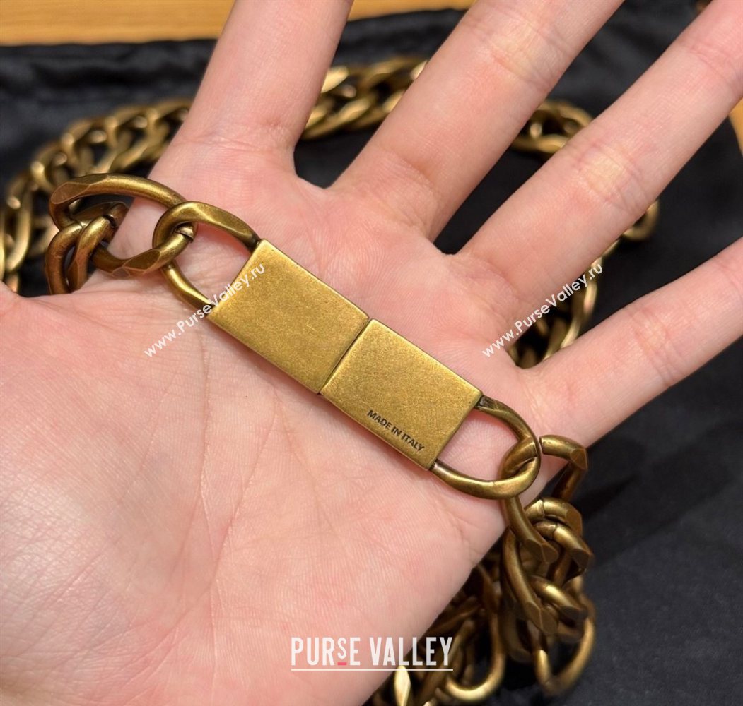 Saint Laurent Wide Gold-Tone Chain Belt Aged Gold 2025 0724 (99-250724155)