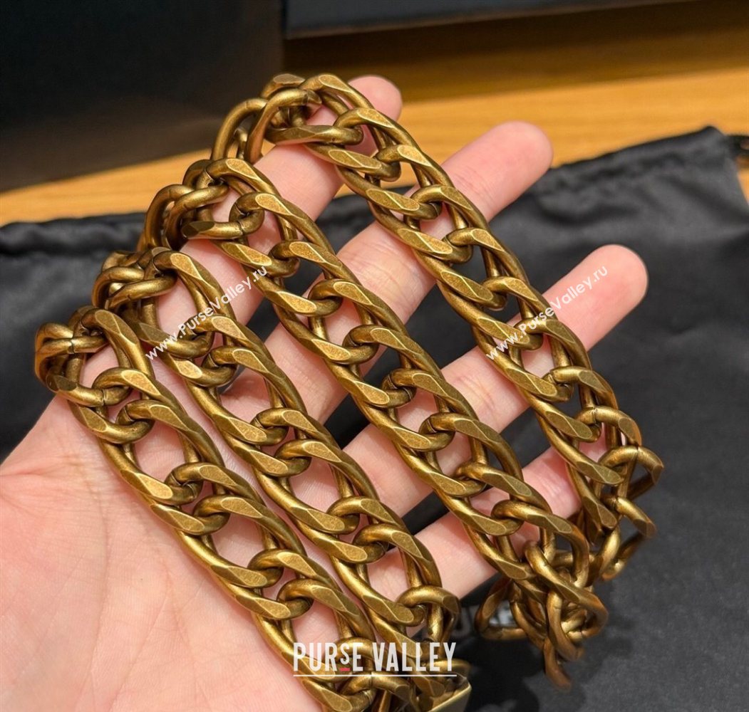 Saint Laurent Wide Gold-Tone Chain Belt Aged Gold 2025 0724 (99-250724155)