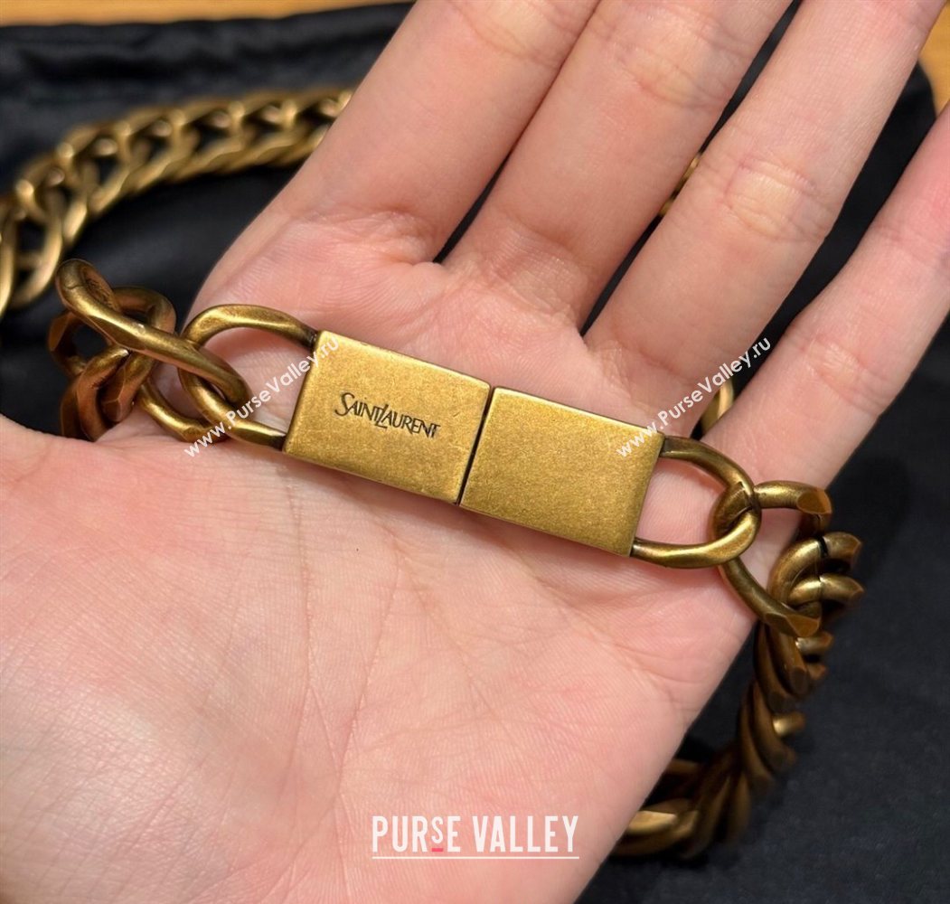 Saint Laurent Wide Gold-Tone Chain Belt Aged Gold 2025 0724 (99-250724155)