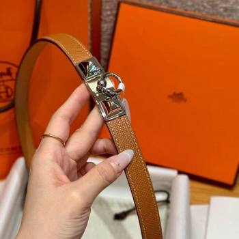 Hermes Womens Rivale Belt 1.8cm with Two Medor Studs and Ring Buckle Brown/Silver 2025 (99-250725030)