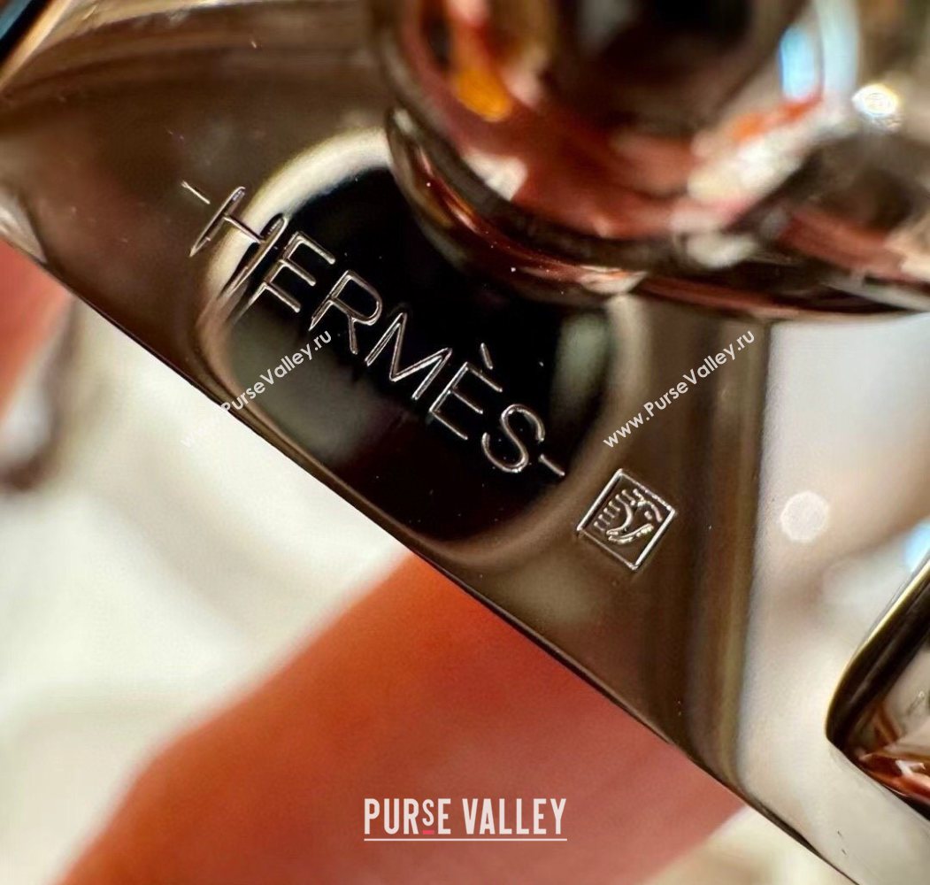 Hermes Womens Rivale Belt 1.8cm with Two Medor Studs and Ring Buckle Brown/Silver 2025 (99-250725030)