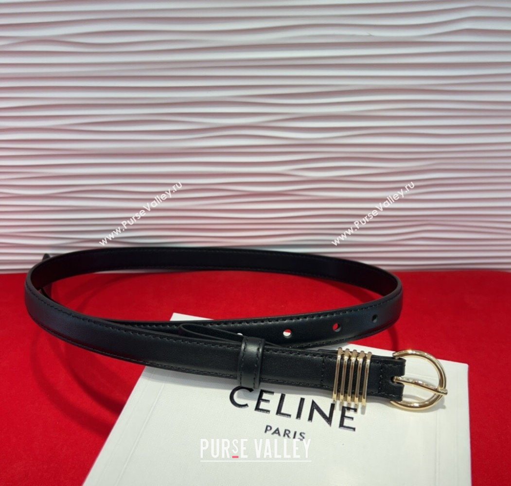 Celine Calfskin Leather Belt 2cm with Pin Buckle Black 2025 CE091103 (99-250911114)