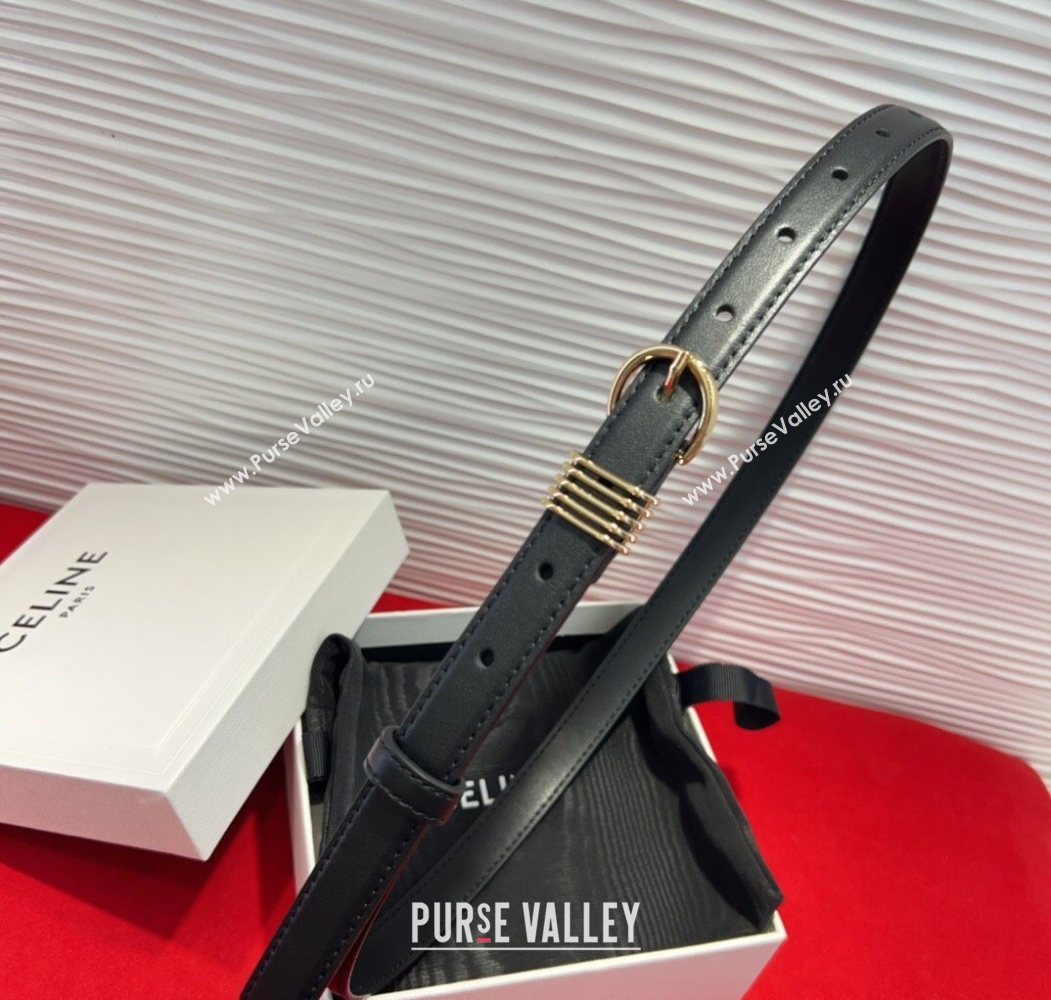 Celine Calfskin Leather Belt 2cm with Pin Buckle Black 2025 CE091103 (99-250911114)