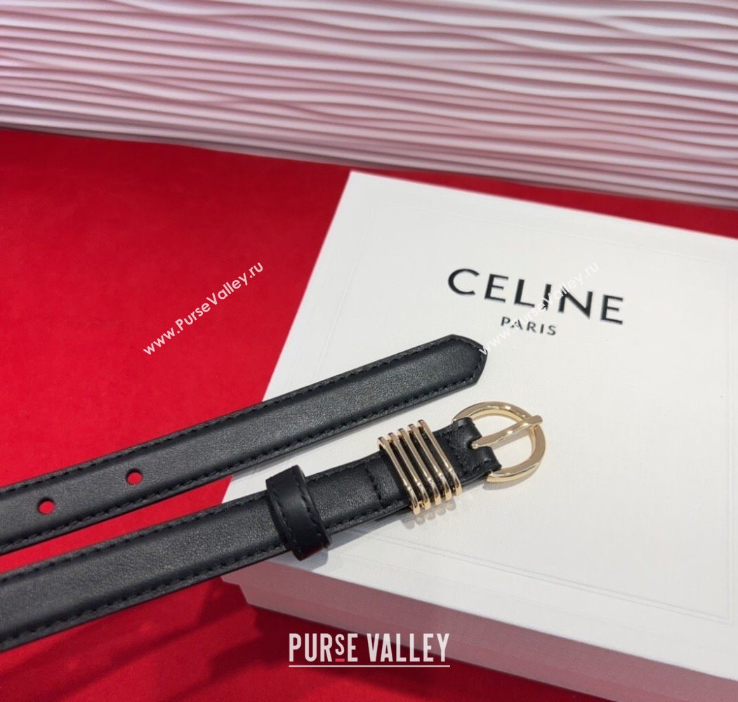Celine Calfskin Leather Belt 2cm with Pin Buckle Black 2025 CE091103 (99-250911114)