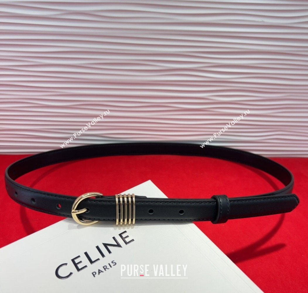 Celine Calfskin Leather Belt 2cm with Pin Buckle Black 2025 CE091103 (99-250911114)