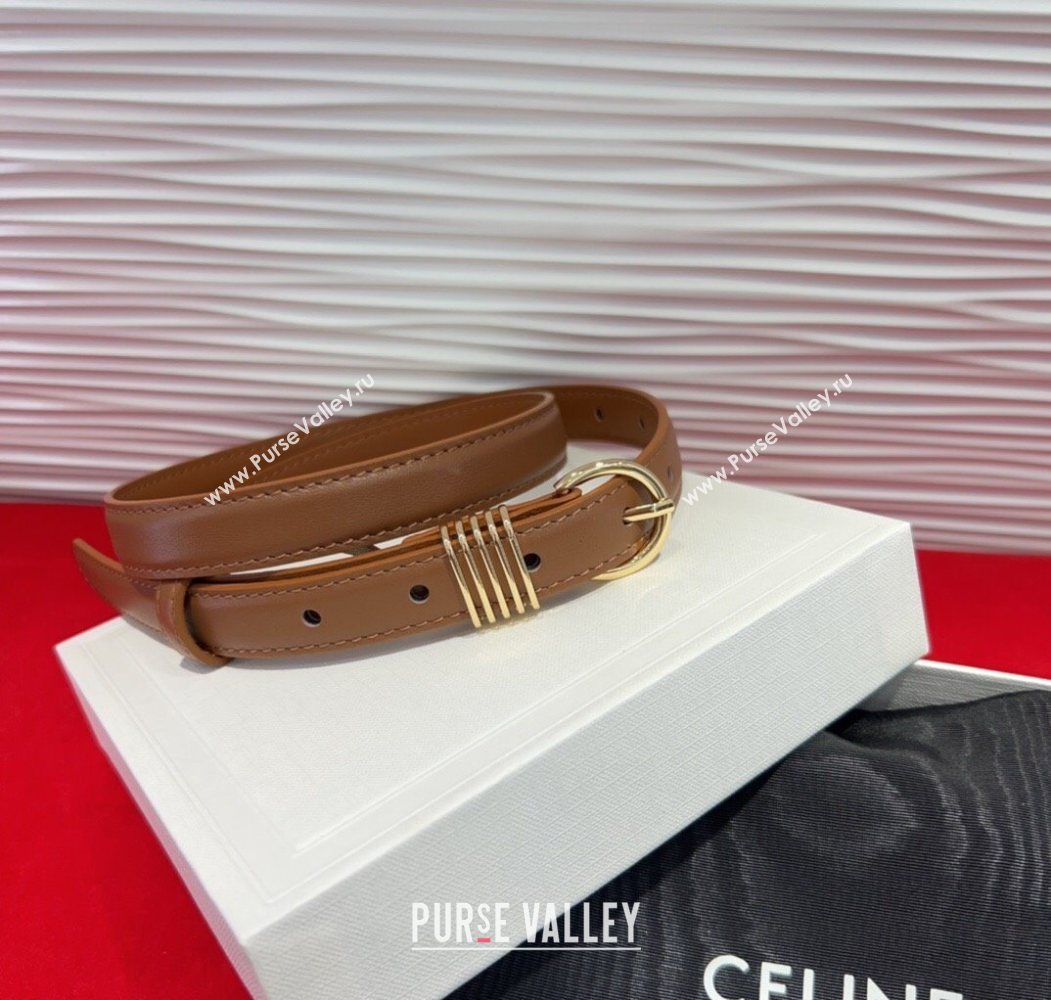 Celine Calfskin Leather Belt 2cm with Pin Buckle Tan Brown 2025 CE091103 (99-250911115)