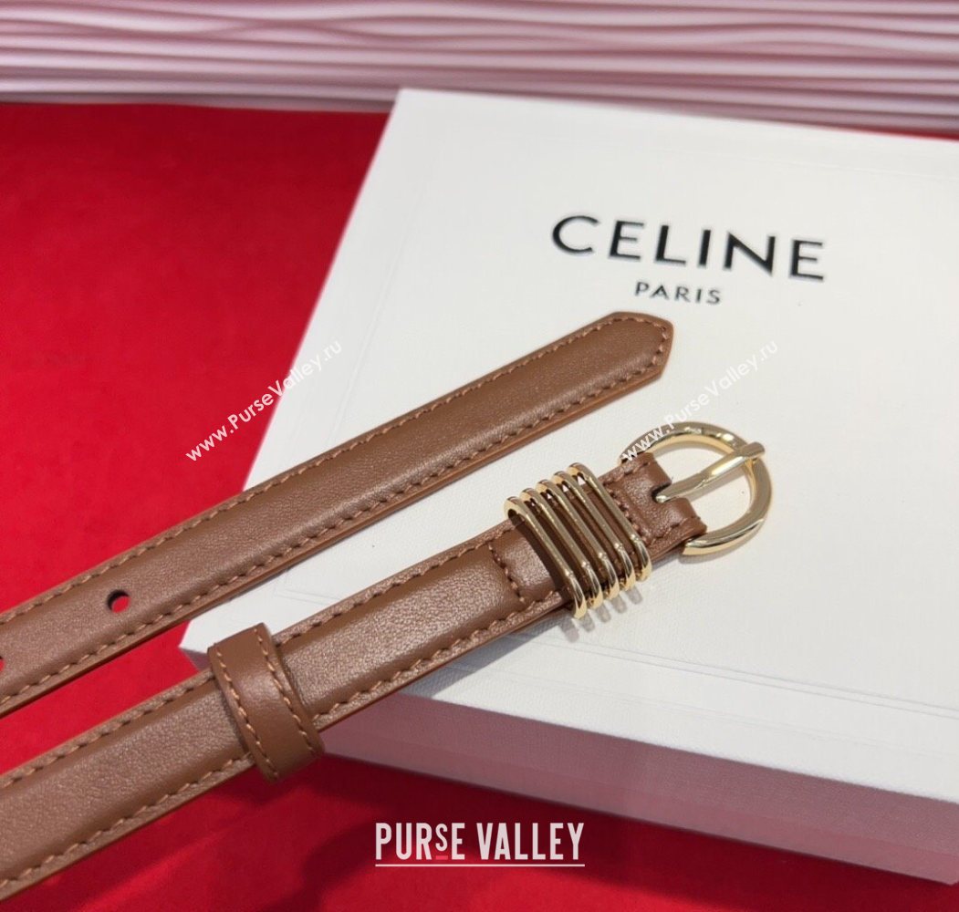 Celine Calfskin Leather Belt 2cm with Pin Buckle Tan Brown 2025 CE091103 (99-250911115)