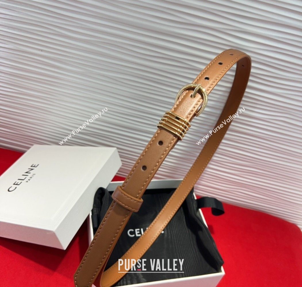 Celine Calfskin Leather Belt 2cm with Pin Buckle Tan Brown 2025 CE091103 (99-250911115)
