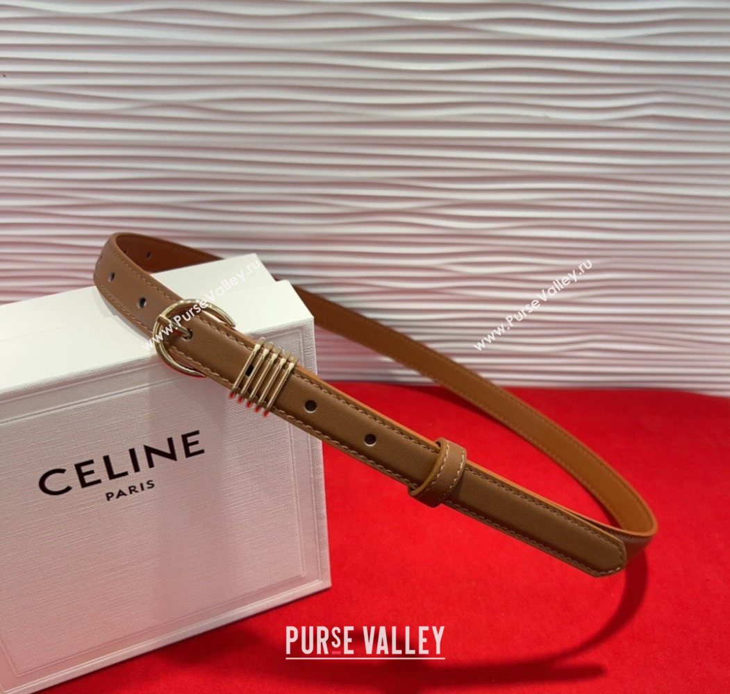 Celine Calfskin Leather Belt 2cm with Pin Buckle Tan Brown 2025 CE091103 (99-250911115)