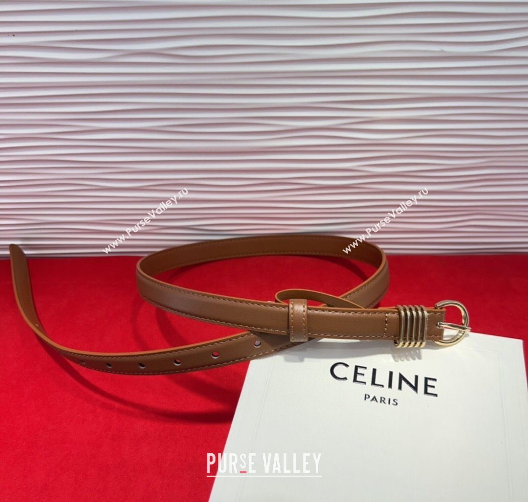 Celine Calfskin Leather Belt 2cm with Pin Buckle Tan Brown 2025 CE091103 (99-250911115)