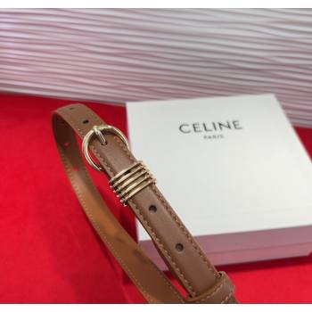 Celine Calfskin Leather Belt 2cm with Pin Buckle Tan Brown 2025 CE091103 (99-250911115)
