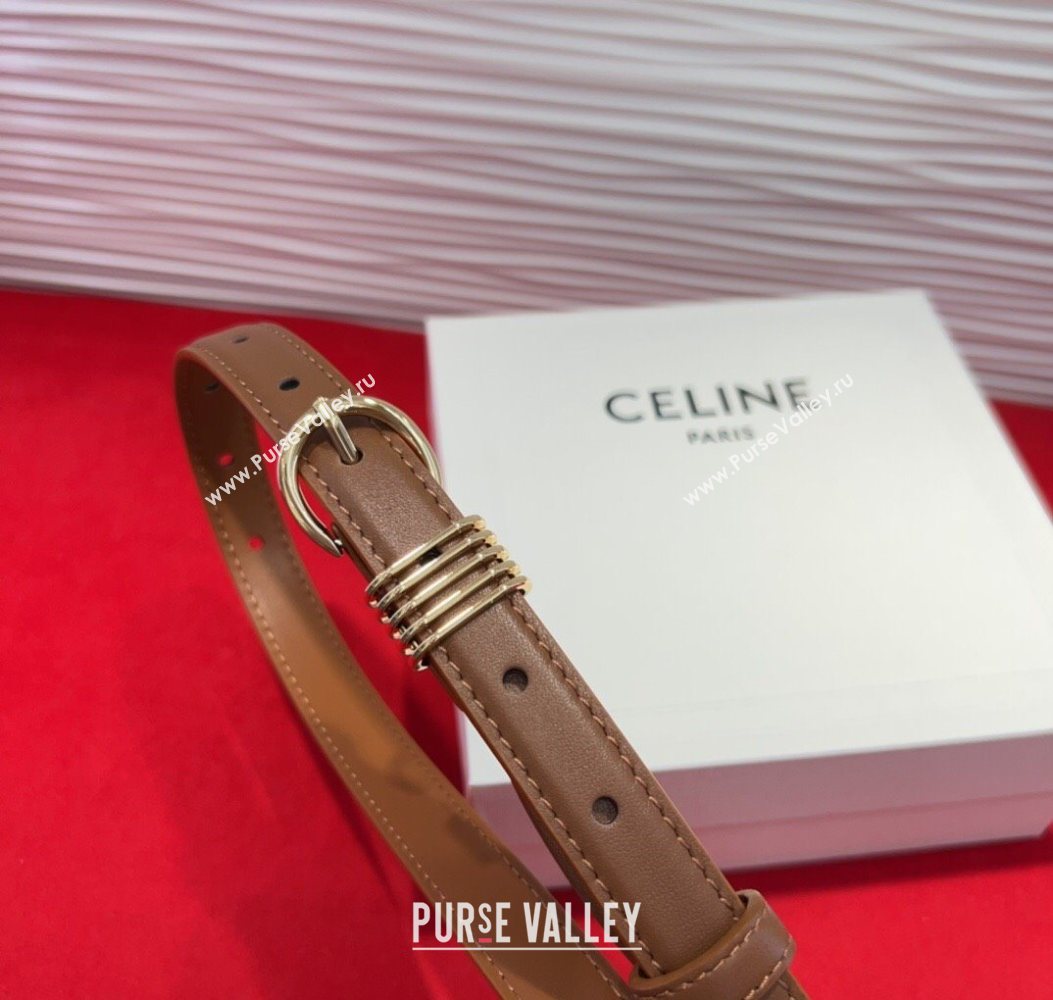 Celine Calfskin Leather Belt 2cm with Pin Buckle Tan Brown 2025 CE091103 (99-250911115)