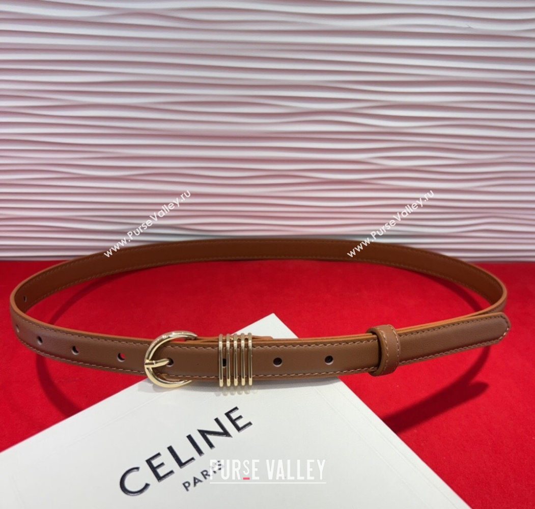 Celine Calfskin Leather Belt 2cm with Pin Buckle Tan Brown 2025 CE091103 (99-250911115)