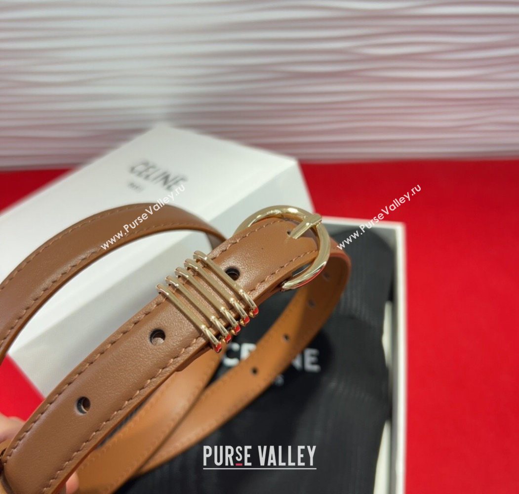 Celine Calfskin Leather Belt 2cm with Pin Buckle Tan Brown 2025 CE091103 (99-250911115)