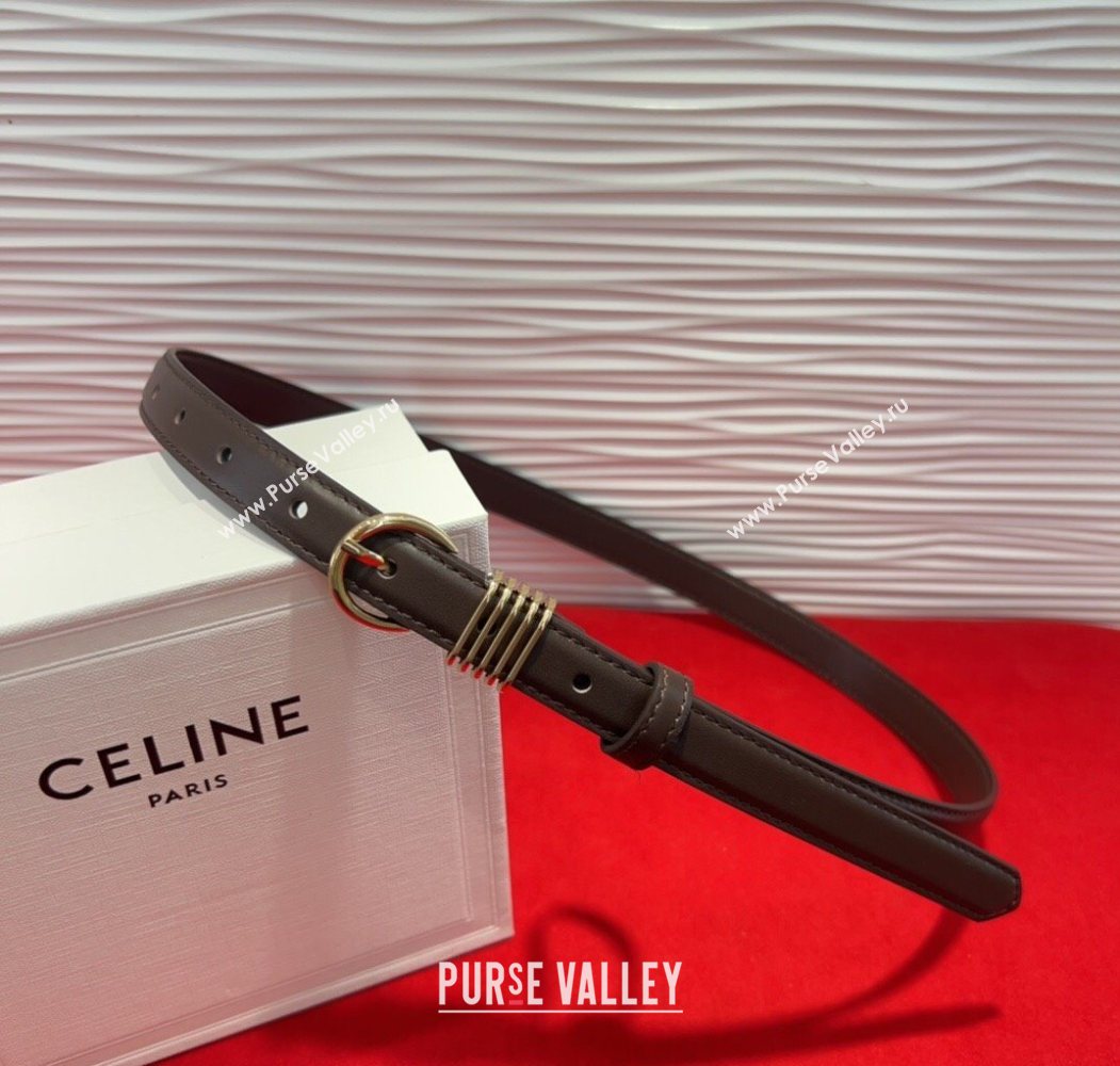 Celine Calfskin Leather Belt 2cm with Pin Buckle Dark Brown 2025 CE091103 (99-250911116)