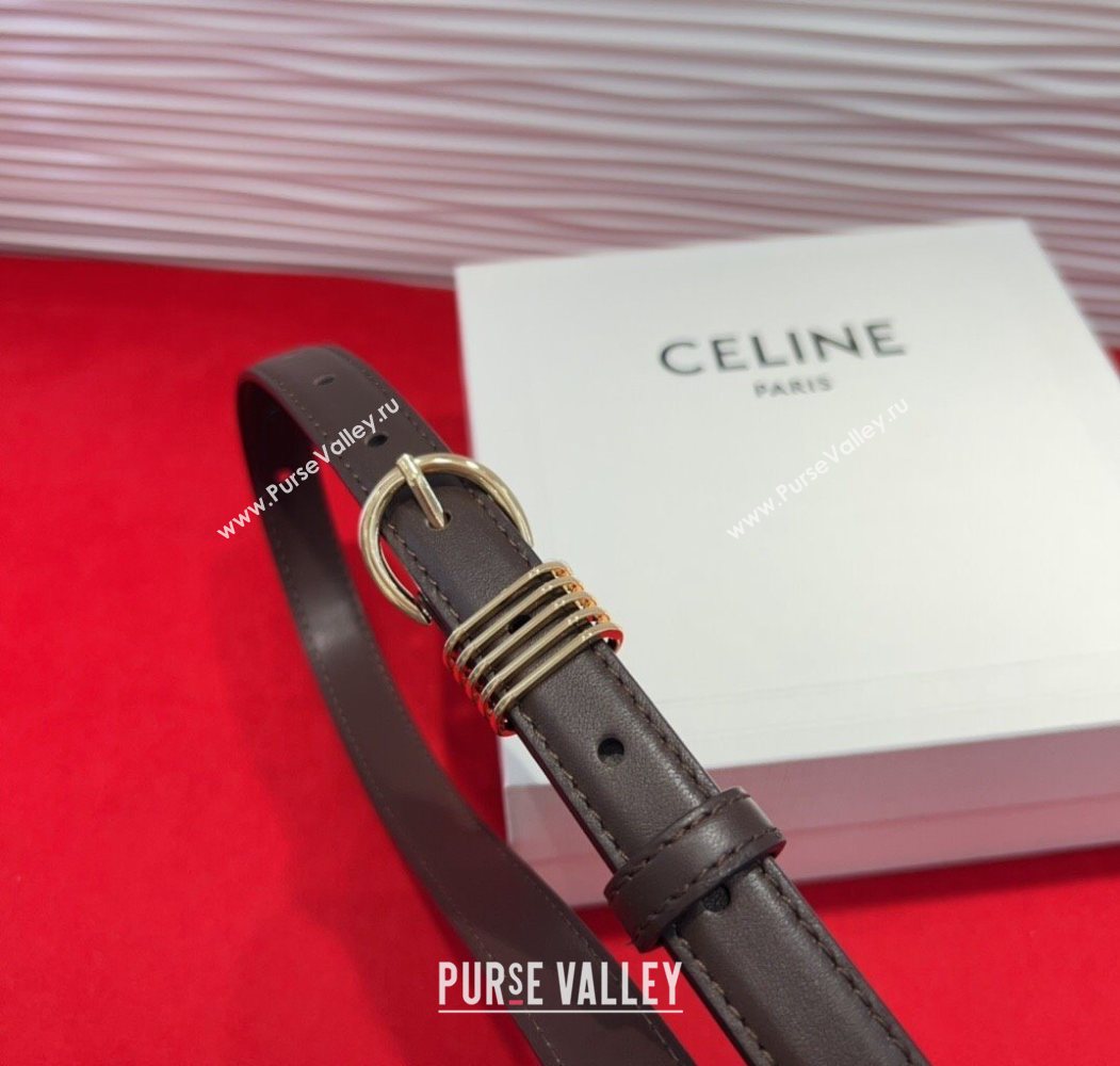 Celine Calfskin Leather Belt 2cm with Pin Buckle Dark Brown 2025 CE091103 (99-250911116)