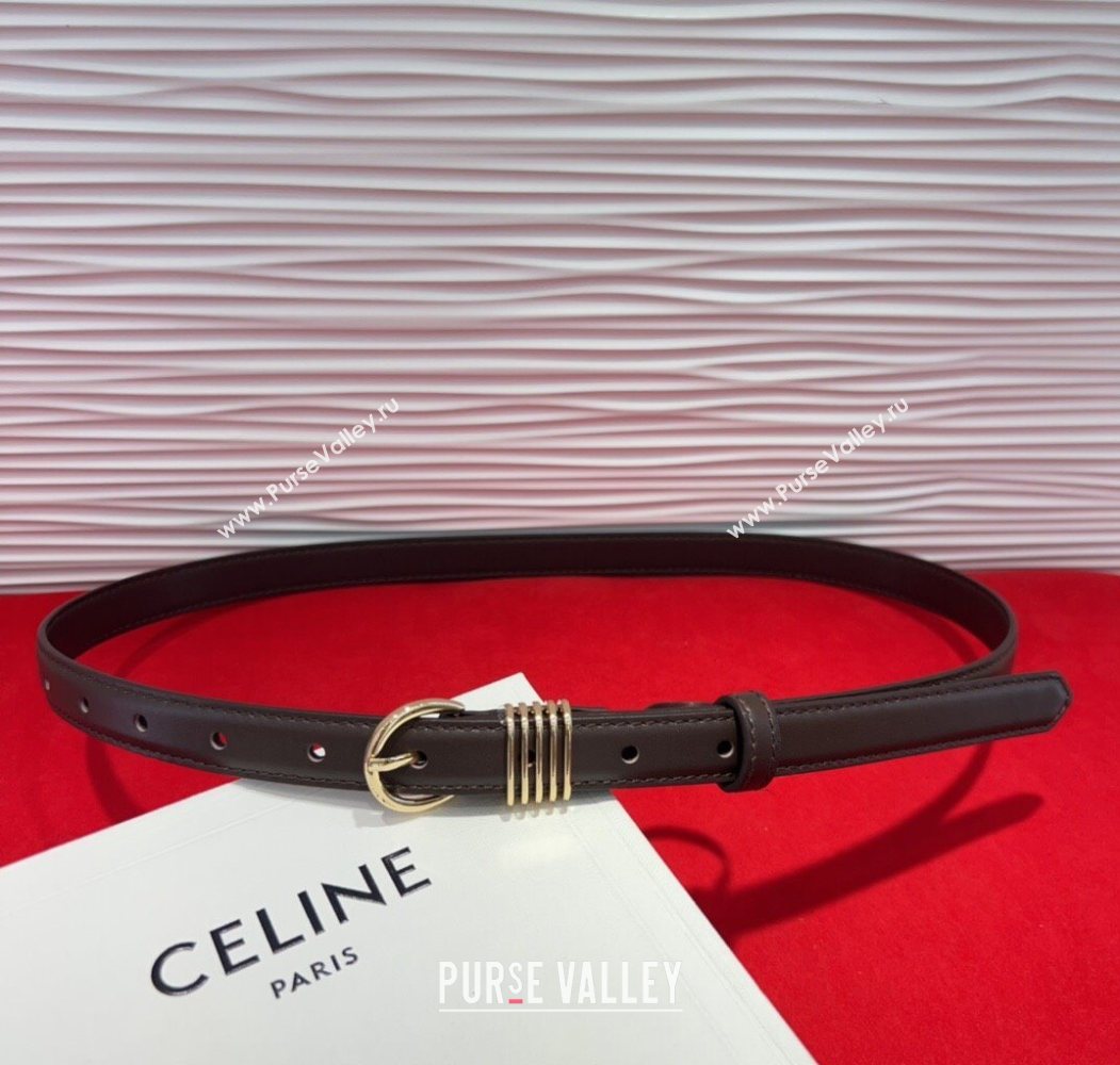 Celine Calfskin Leather Belt 2cm with Pin Buckle Dark Brown 2025 CE091103 (99-250911116)