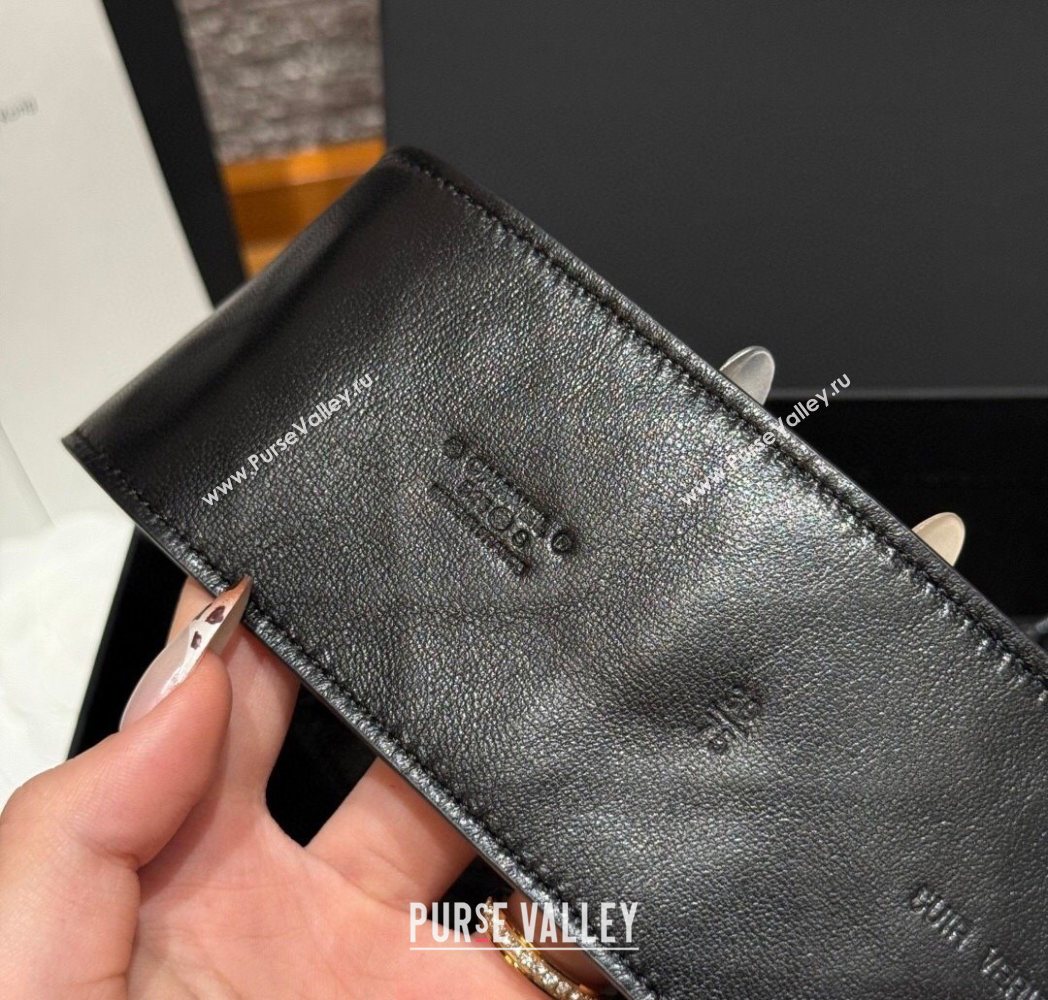 Chanel Quilted Calfskin Leather Belt with Chain Buckle 6.5cm Black 2025 CH091203 (99-250912008)