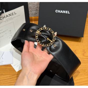 Chanel Lambskin Leather Belt with Chain Buckle 6.5cm Black/Gold 2025 CH091203 (99-250912009)