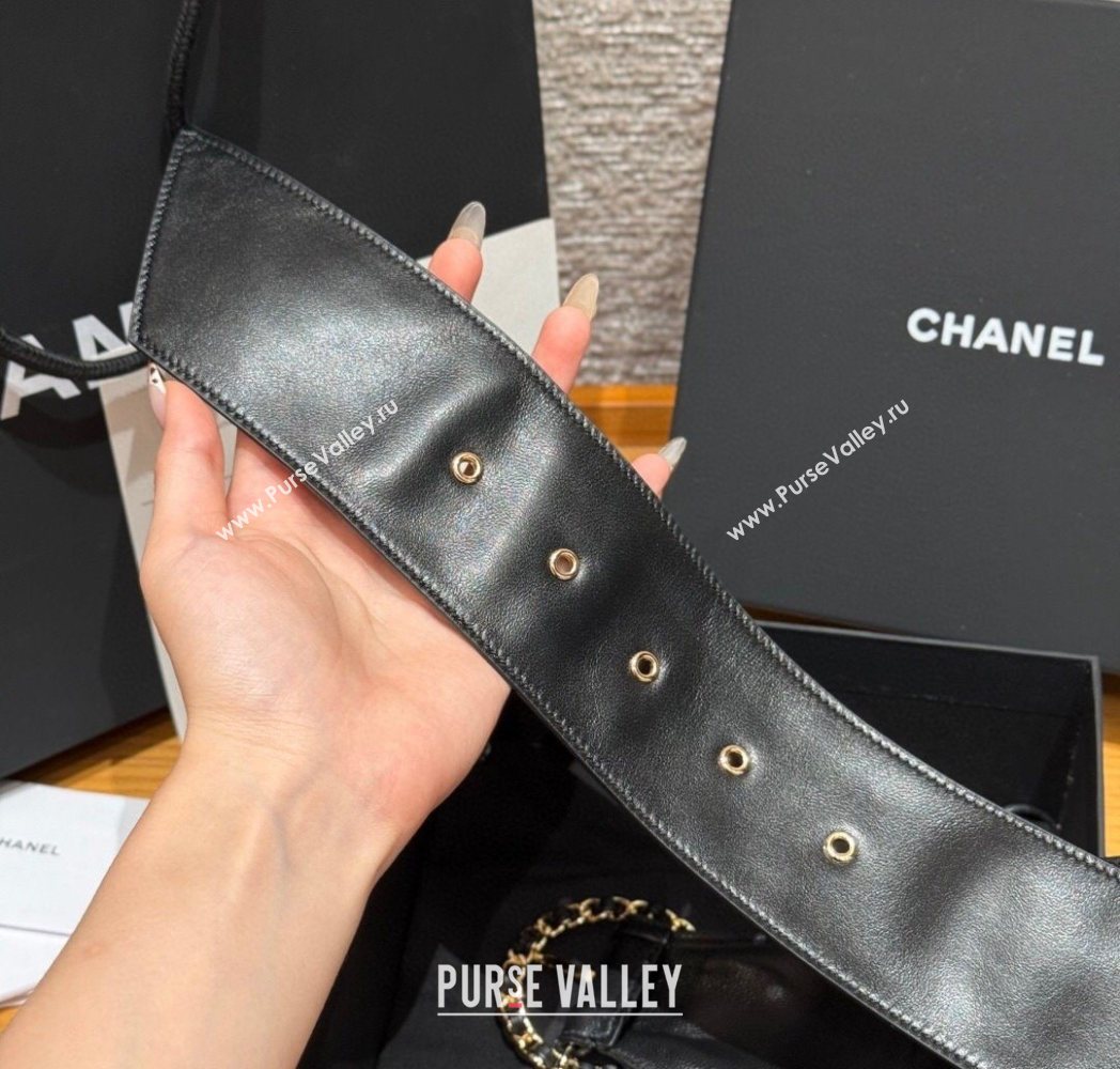 Chanel Lambskin Leather Belt with Chain Buckle 6.5cm Black/Gold 2025 CH091203 (99-250912009)