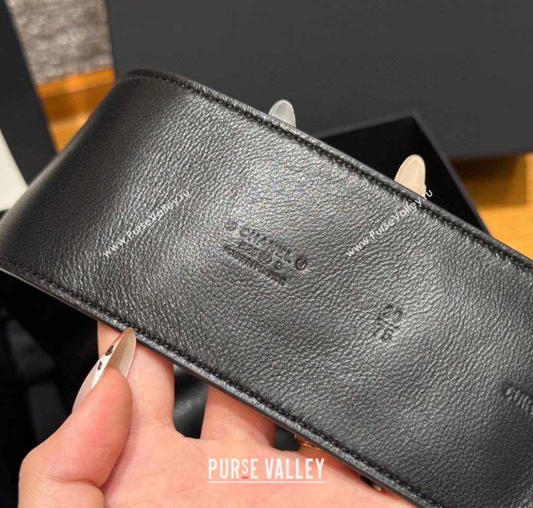 Chanel Lambskin Leather Belt with Chain Buckle 6.5cm Black/Gold 2025 CH091203 (99-250912009)