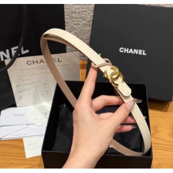 Chanel Reversible Calfskin Leather Belt 1.5cm with CC Buckle White/Gold 2025 CH091106 (99-250911138)