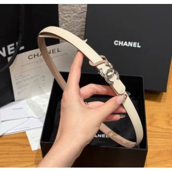 Chanel Reversible Calfskin Leather Belt 1.5cm with CC Buckle White/Silver 2025 CH091106 (99-250911139)