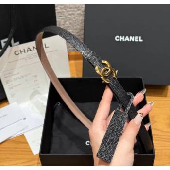 Chanel Grained Calfskin Leather Belt 1.5cm with CC Buckle Black/Gold 2025 CH091106 (99-250911140)