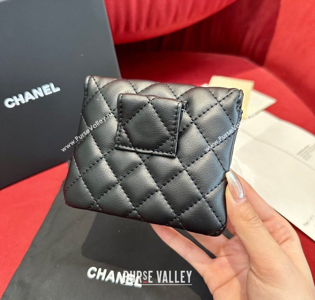 Chanel Quilted Lambskin Leather Pouch Belt 1.5cm with Chain Black 2025 CH091304 (99-250912011)