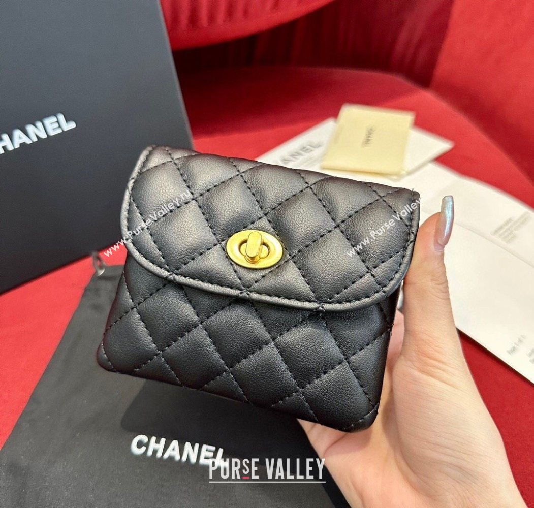 Chanel Quilted Lambskin Leather Pouch Belt 1.5cm with Chain Black 2025 CH091304 (99-250912011)