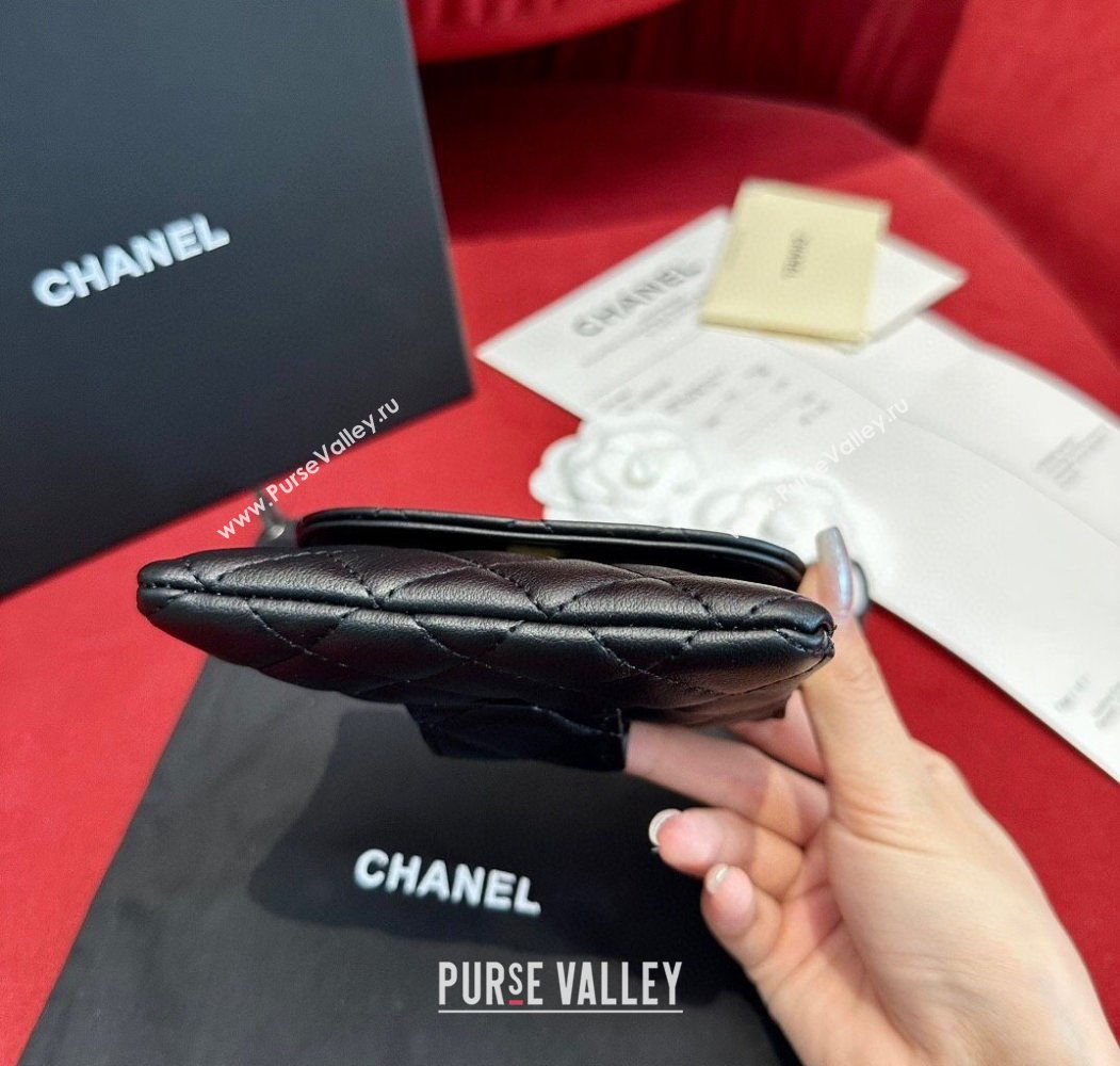 Chanel Quilted Lambskin Leather Pouch Belt 1.5cm with Chain Black 2025 CH091304 (99-250912011)