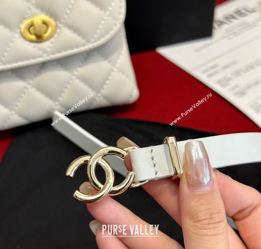 Chanel Quilted Lambskin Leather Pouch Belt 1.5cm White 2025 CH091304 (99-250912012)
