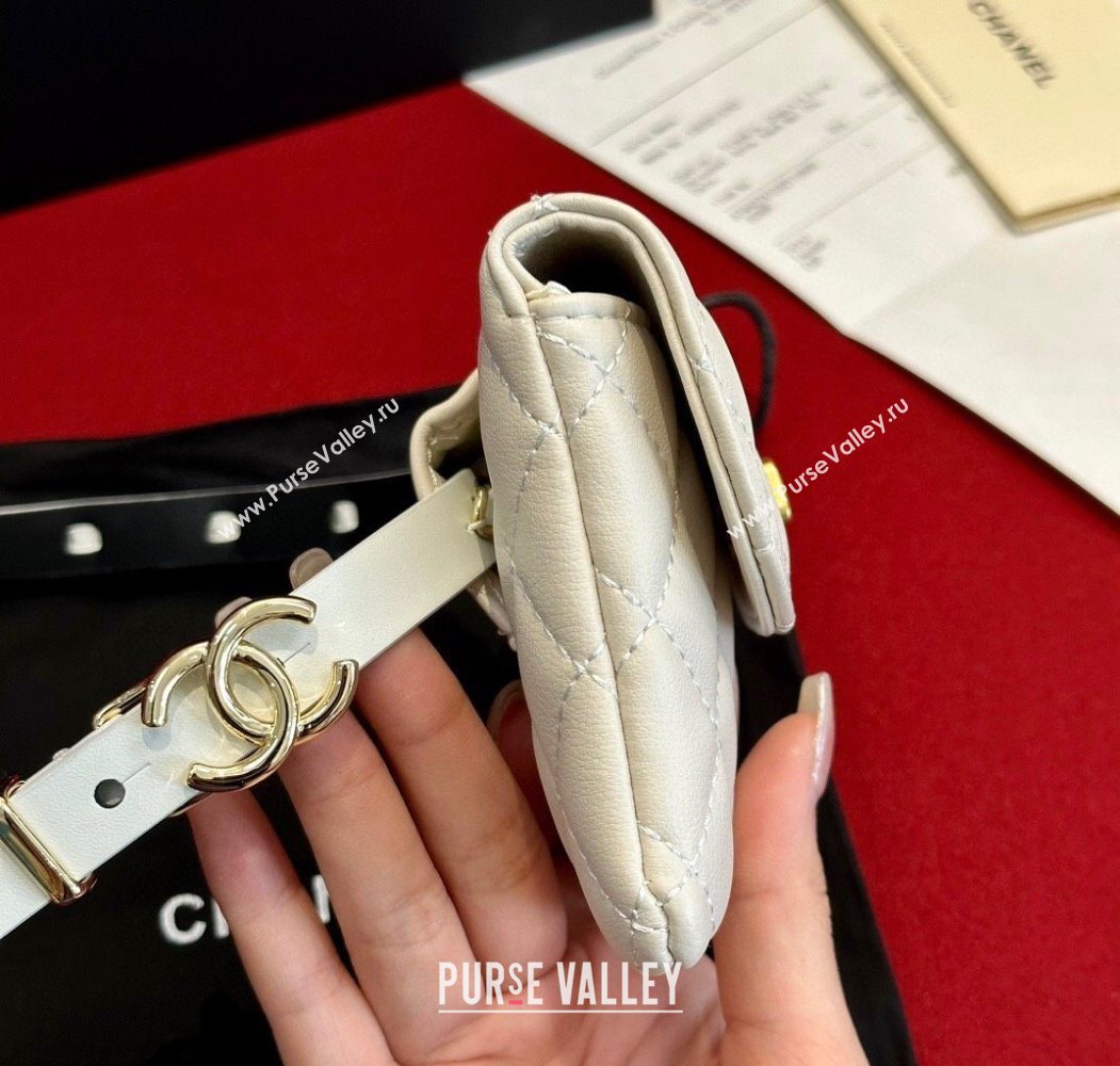 Chanel Quilted Lambskin Leather Pouch Belt 1.5cm White 2025 CH091304 (99-250912012)