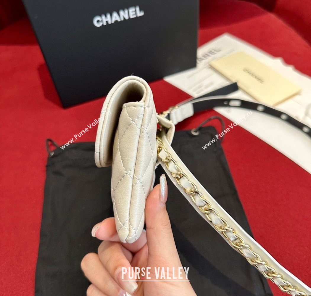 Chanel Quilted Lambskin Leather Pouch Belt 1.5cm White 2025 CH091304 (99-250912012)