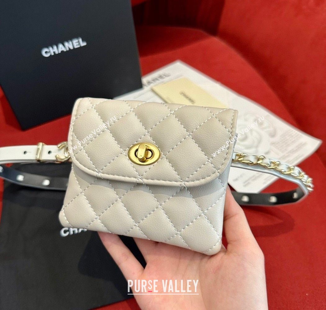 Chanel Quilted Lambskin Leather Pouch Belt 1.5cm White 2025 CH091304 (99-250912012)