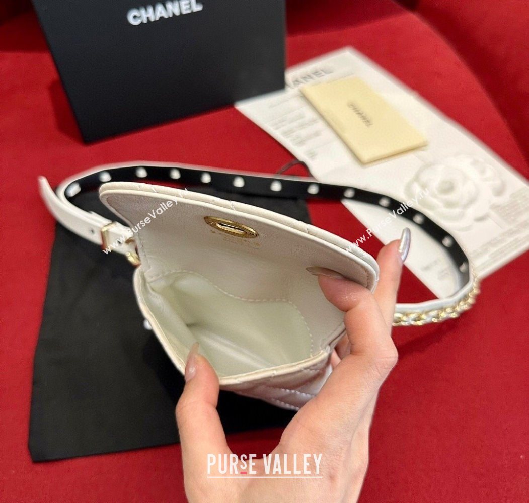 Chanel Quilted Lambskin Leather Pouch Belt 1.5cm White 2025 CH091304 (99-250912012)