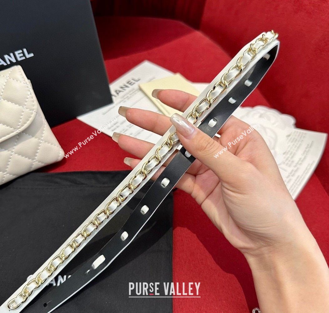 Chanel Quilted Lambskin Leather Pouch Belt 1.5cm White 2025 CH091304 (99-250912012)