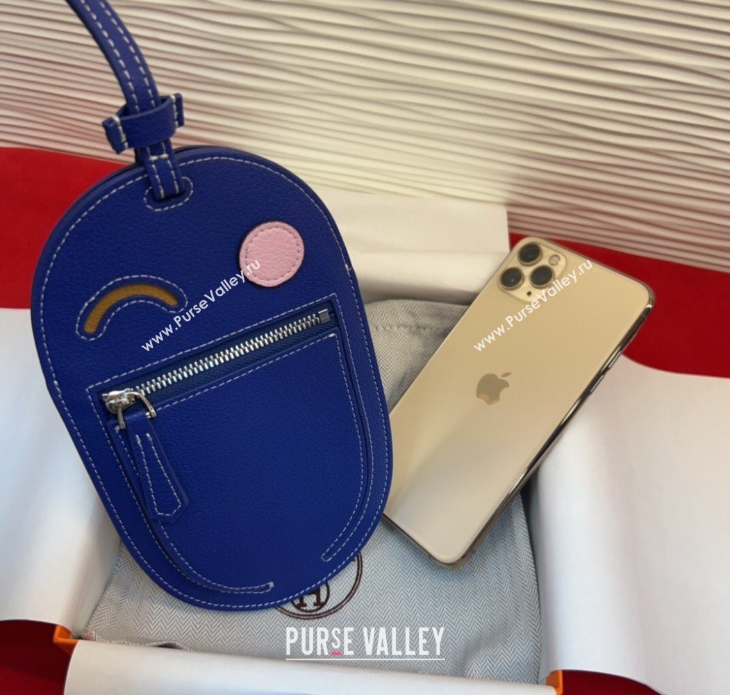 Hermes In The Loop Phone To Go Wink Large Pouch in Leather Blue 2025 (99-250912141)