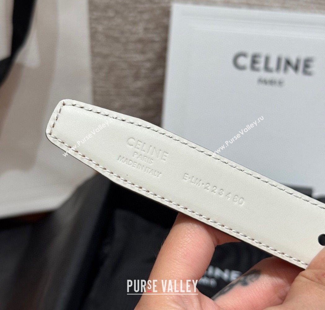 Celine Triomphe Calfskin Leather Belt 2.5cm with Strass Brown/White 2025 CE091104 (99-250911117)
